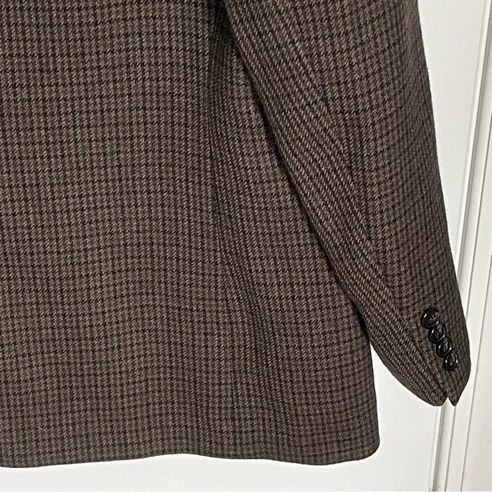 Lauren Ralph Lauren Brown Wool Houndstooth Sport Coat Blazer Jacket 47159